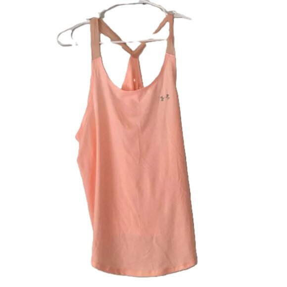 UNDER ARMOUR Heat Gear Loose Fit Lightweight Peach Tank Top Womens Large - Picture 6 of 9